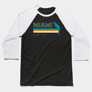 Vintage Miami Sports Football Athletic Novelty Dolphin Retro Baseball T-Shirt